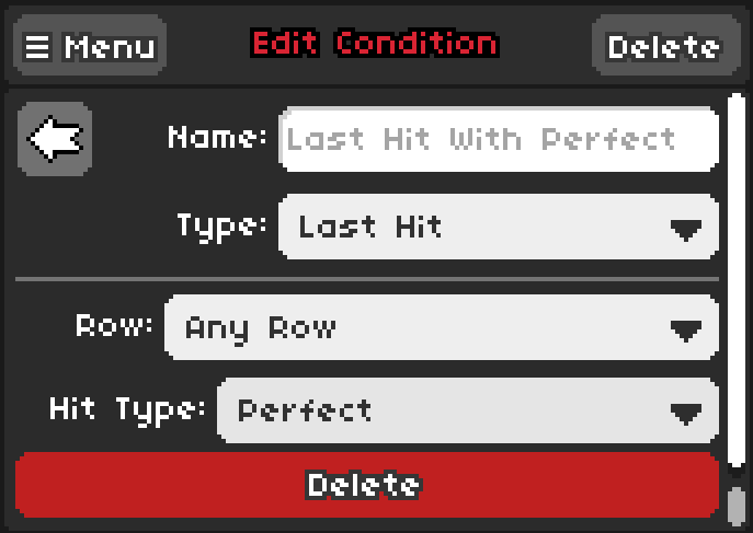 Edit Condition menu