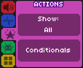 Actions tab with the 'Conditionals' button